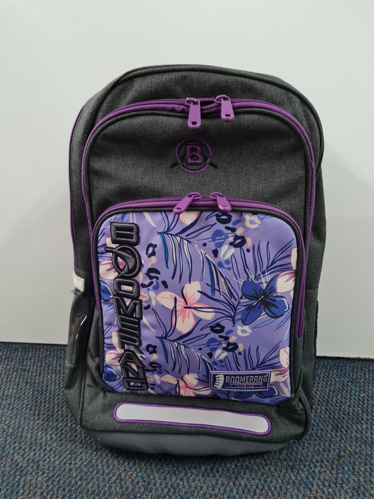 Boomerang Orthopaedic Bag Grey/Purple Print MONNATAZ